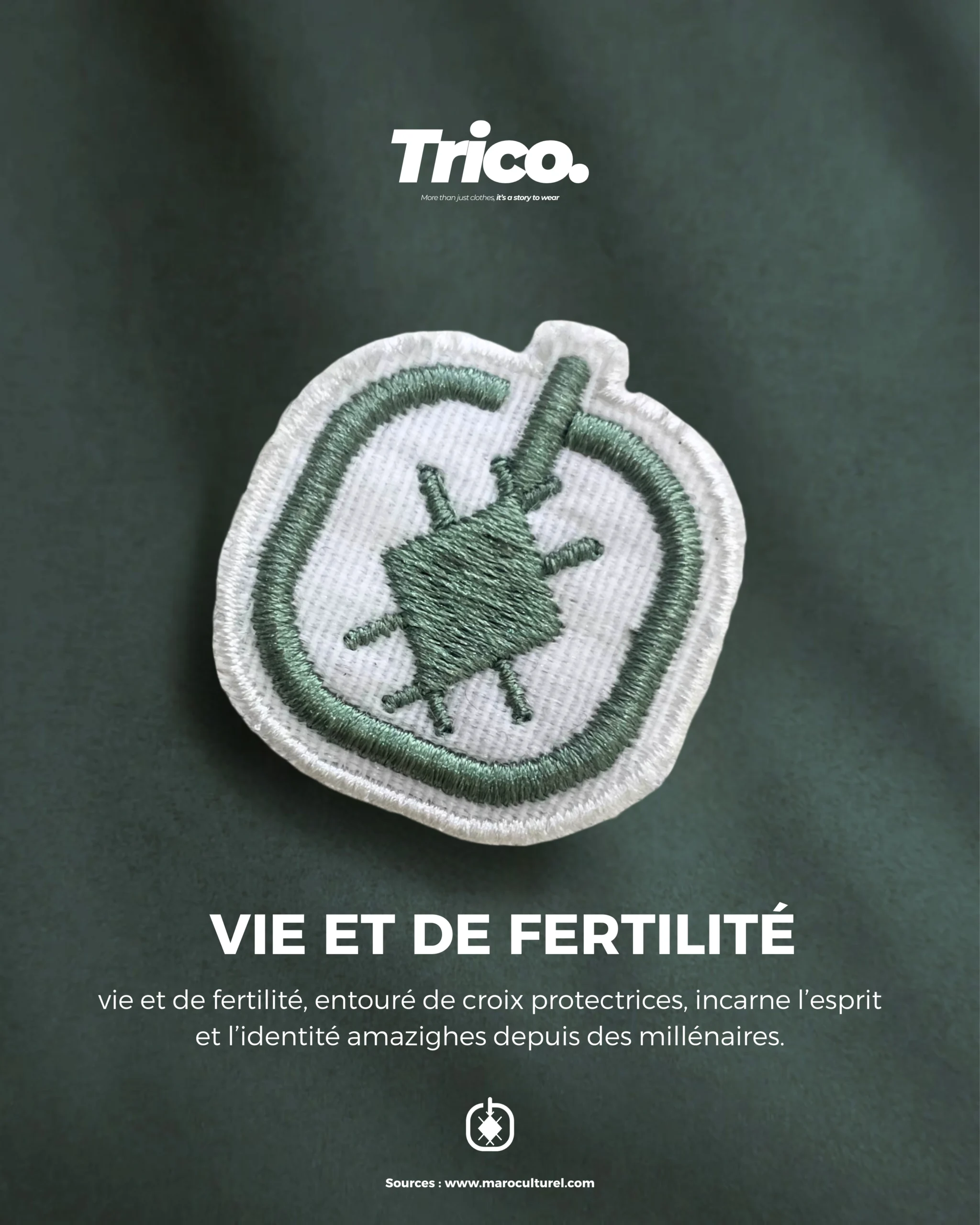 Vie et de Fertilité vie et de fertilité, entouré de croix protectrices, incarne l’esprit et l’identité amazighes depuis des millénaires.